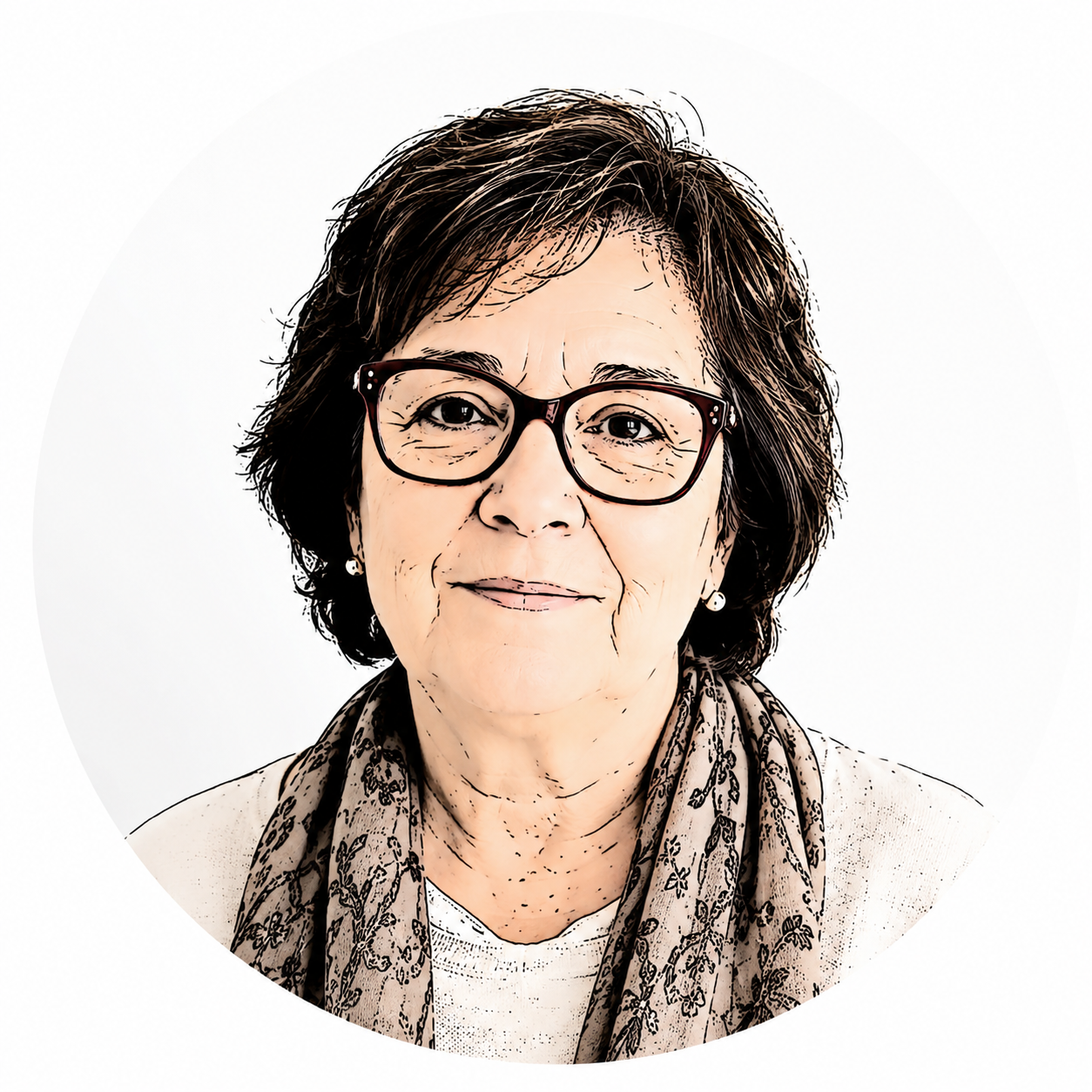 Retrat de Marta Pérez, persona gran activa que aprèn, utilitza i ensenya tecnologia digital